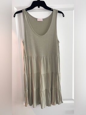 Pink Lily Olive Green Scoop Neck Dress